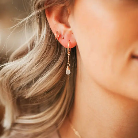 Pearl Glass Dangle Earrings