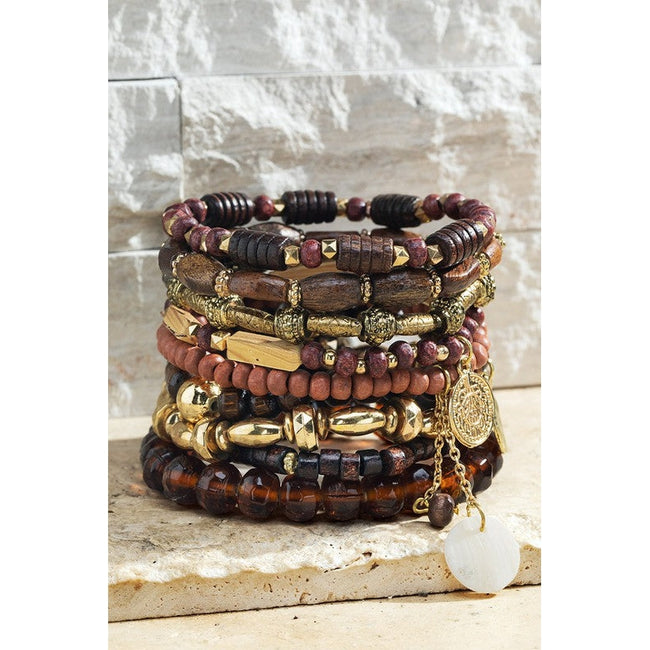 Boho Wood Beads Bracelet