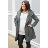 Wool Blend Long Sleeve Tweed Coat